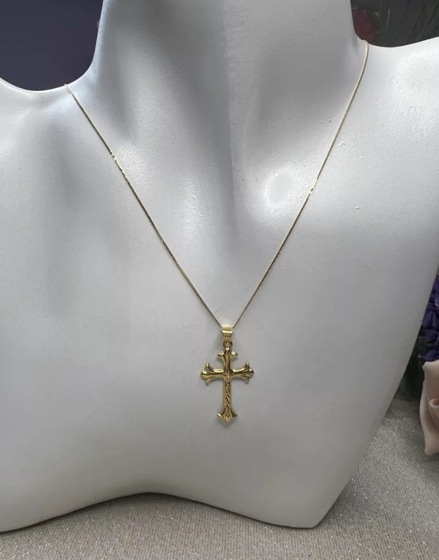 Pure 18ct gold Dainty cross necklace