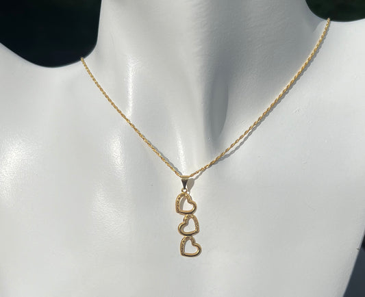 Pure 18ct Triple Heart Necklace