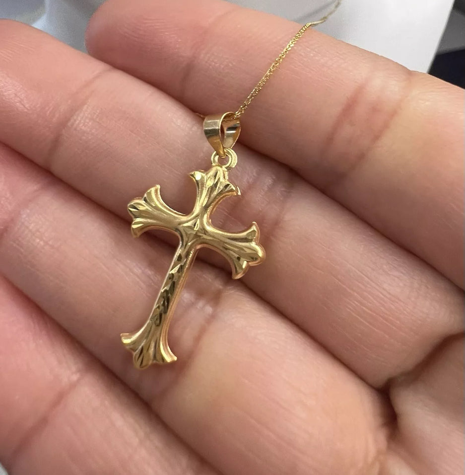 Pure 18ct gold Dainty cross necklace