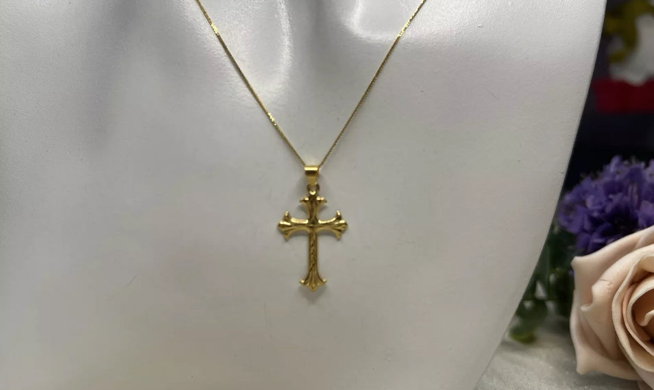 Pure 18ct gold Dainty cross necklace